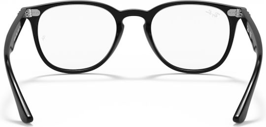 Unisex Ray-ban Rx7159 2000 Eyeglass Frames Round Plastic Black 50mm