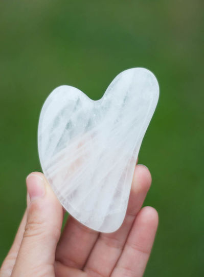 Authentic Rock Crystal Clear Quartz Face Massage Gua Sha Clear