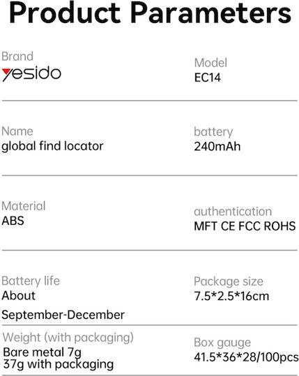 Yesido EC14 Apple Find My Weiß