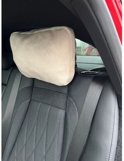 Set 2 Ultra Soft Car Pillows Headrests Ideal Support Comfort Durable Anti-slip Breathable Very Soft Filling Beige Color