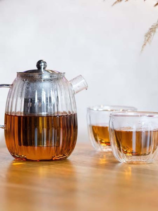 Vialli Design Τσαγιέρα με Φίλτρο Γυάλινη Γκρι 1000ml