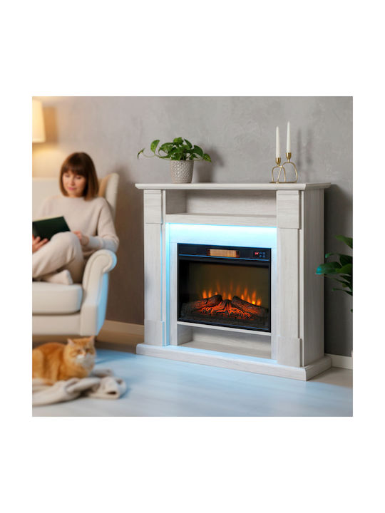 HomCom De podea Șemineu electric 1800W 105x27cm
