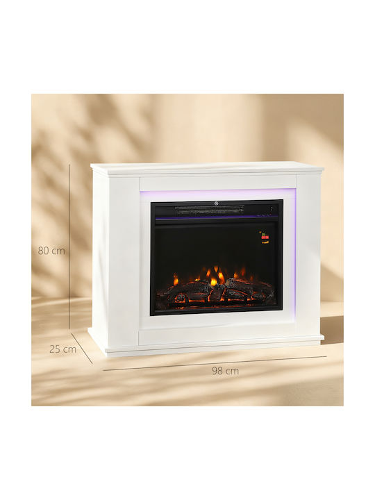 HomCom Boden Elektrischer Kamin 1000W 98x25cm Weiß