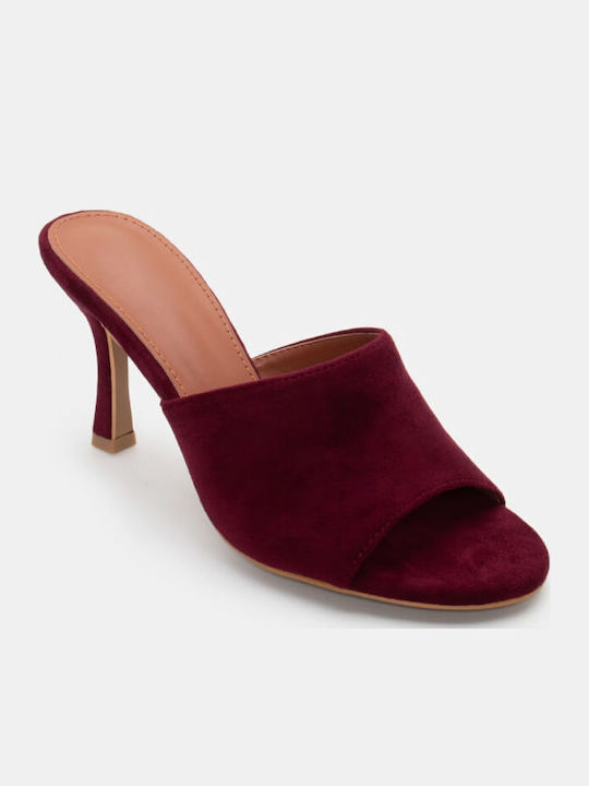 Mules Cu Toc Subțire Înalt Burgundy