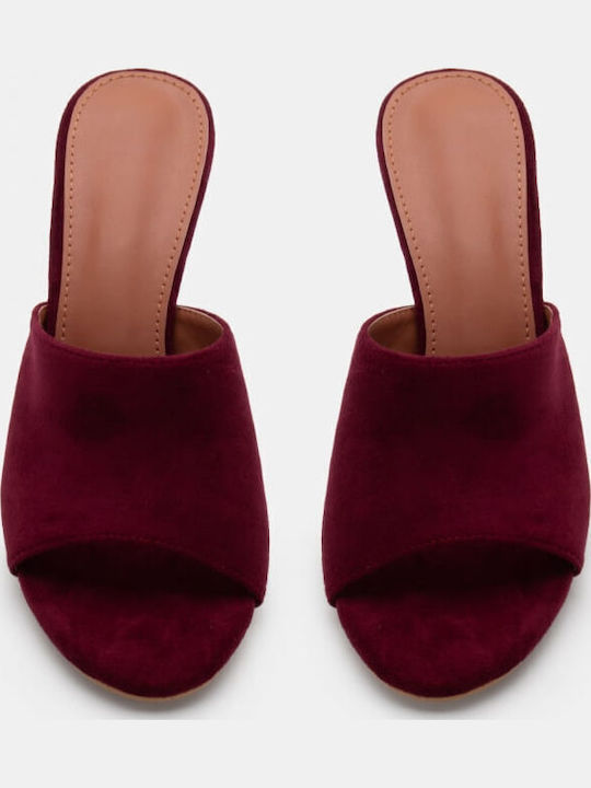 Mules Cu Toc Subțire Înalt Burgundy
