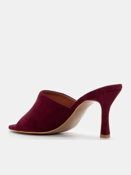 Mules Cu Toc Subțire Înalt Burgundy