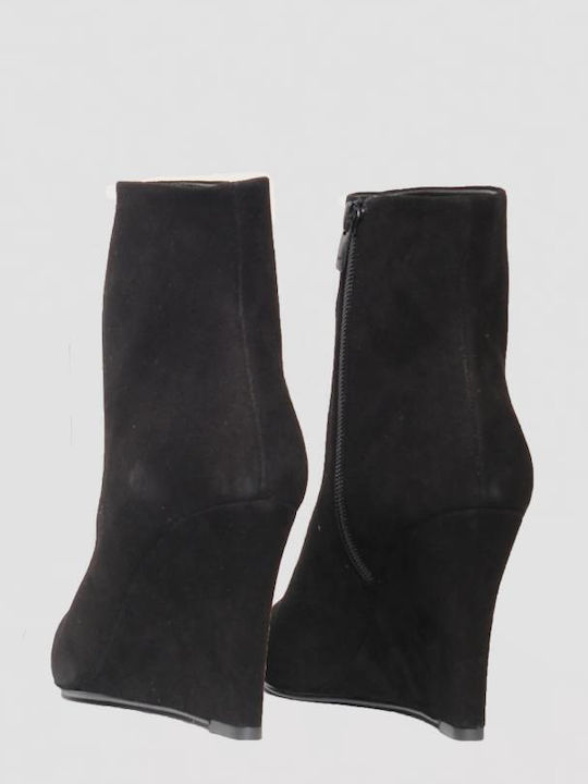 Suede Women's Ankle Boots Platform Black