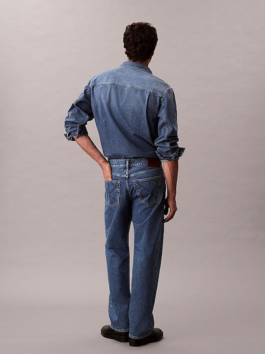 90's Men's Jeans Pants with Regular Straight Fit Blue