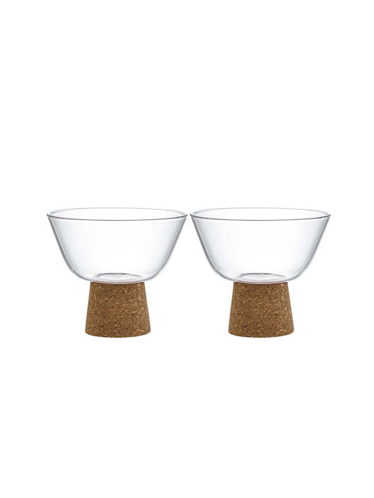 Vialli Design Serving Bowl Round Glass Beige 2pcs