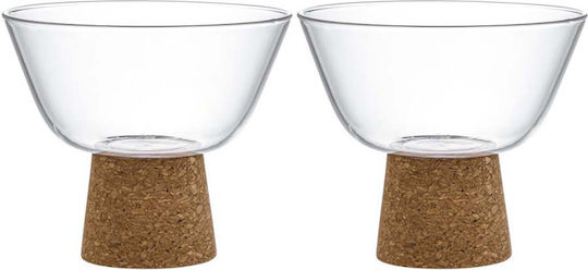 Vialli Design Servierschüssel Rund Glas Beige 2Stück