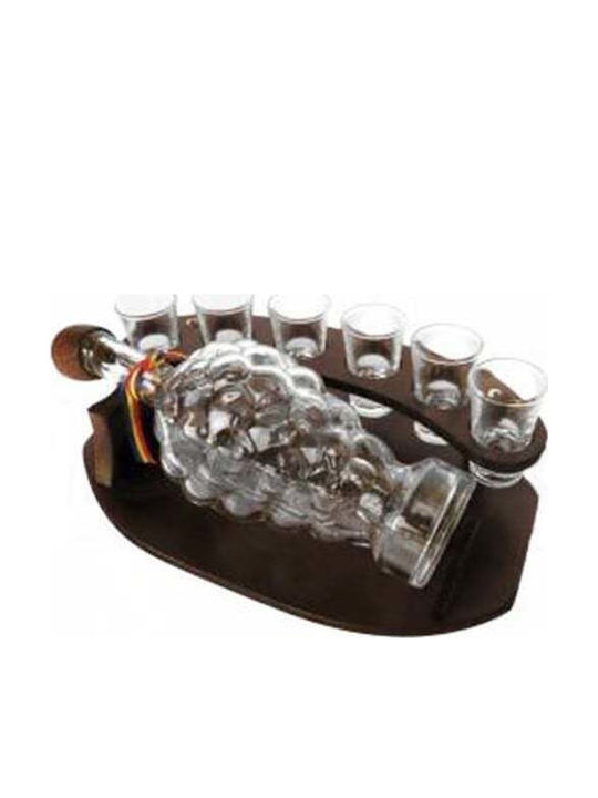Velve Sticlă Carafă de Servire 30buc cu Dop și Pahare Maro 1buc