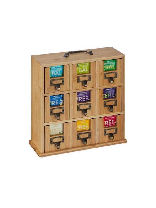 Relaxdays Caseta Pentru Ceai / Cafea Cu Capac Din Lemn Maro 29x11.5x30cm