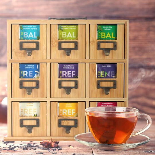 Relaxdays Tea Coffee Box with Lid Wooden Brown 29x11.5x30cm