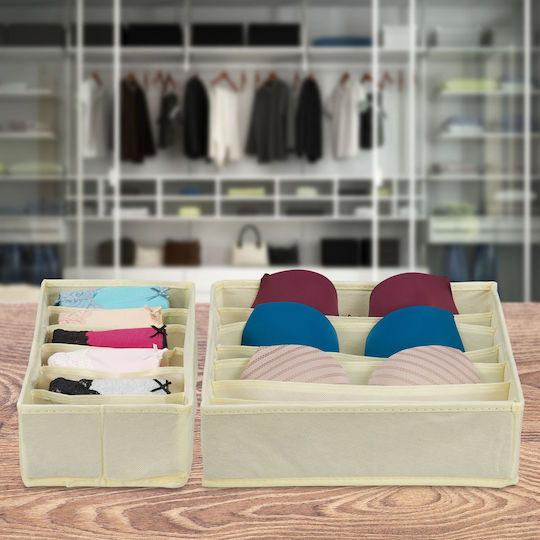 Relaxdays Υφασμάτινο Organizer Συρταριών για Εσώρουχα σε Μπεζ Χρώμα 4τμχ