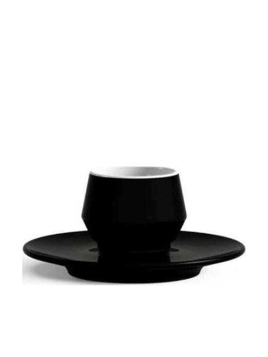 GTSA Set of Cups Coffee Porcelain Black 210ml 6pcs