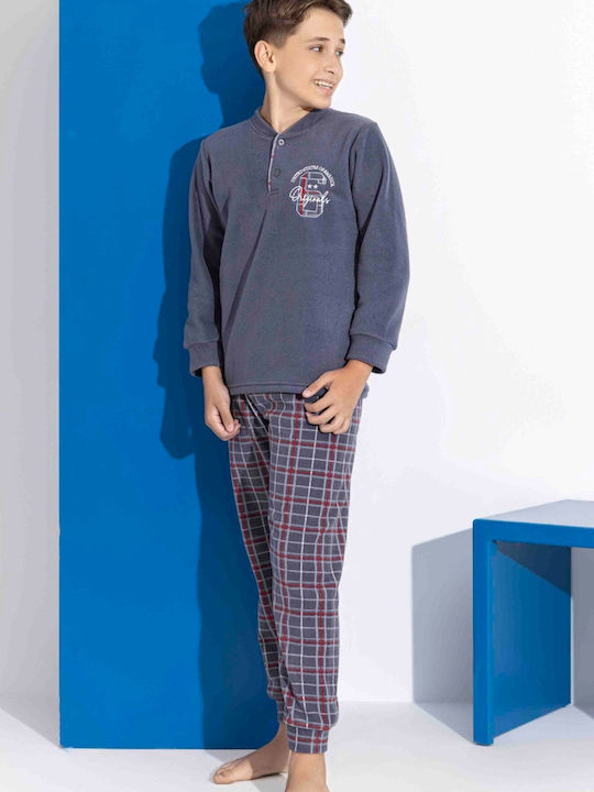 Tarik Παιδική Πιτζάμα Χειμωνιάτικη Fleece Μπλε Ντένιμ