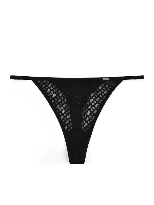 Γυναικείο String με Δαντέλα Black