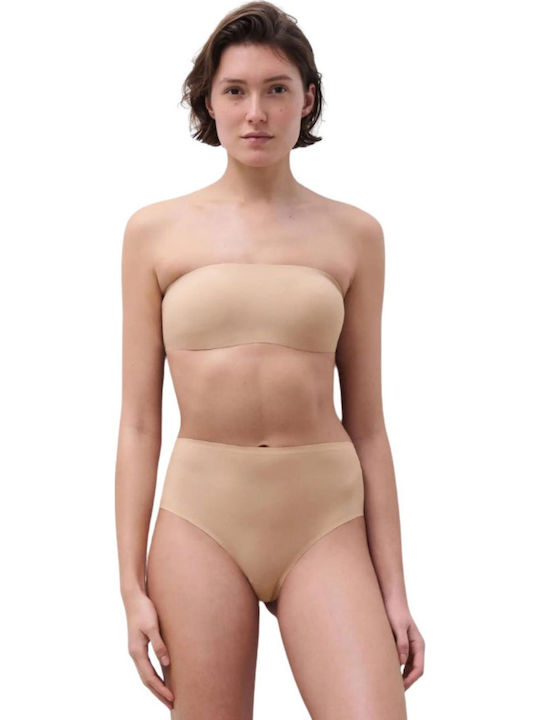 Hochtailliert Damen Slip Nahtlos Beige