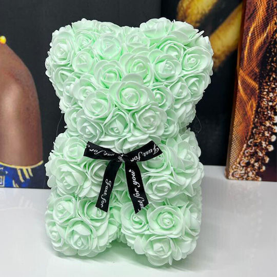 Floral Teddy Bear Foam Roses 25 Cm Hand-decorated Gift Box Light Green