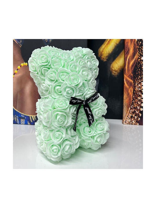 Floral Teddy Bear Foam Roses 25 Cm Hand-decorated Gift Box Light Green