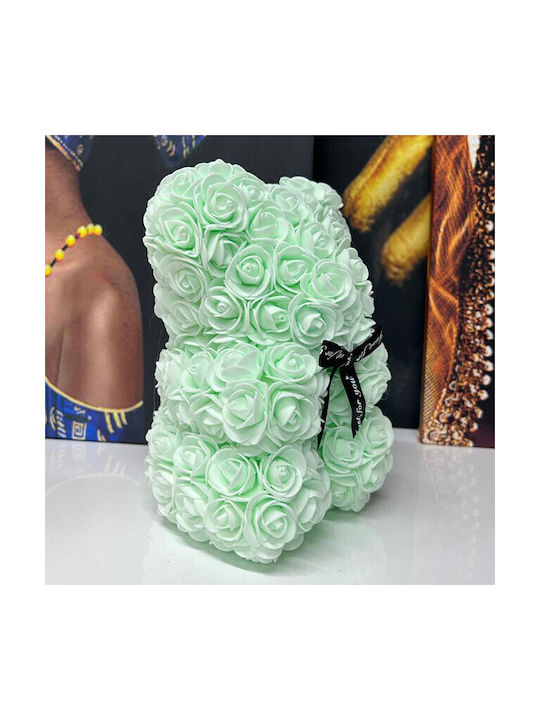 Floral Teddy Bear Foam Roses 25 Cm Hand-decorated Gift Box Light Green