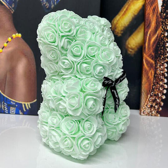 Floral Teddy Bear Foam Roses 25 Cm Hand-decorated Gift Box Light Green