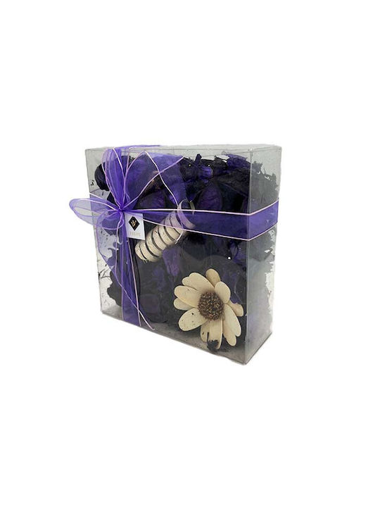 Aranjament Floral În Cutie Rotundă Trandafiri Săpun Ciocolată Belgiană Flori Uscate Parfumate Mov