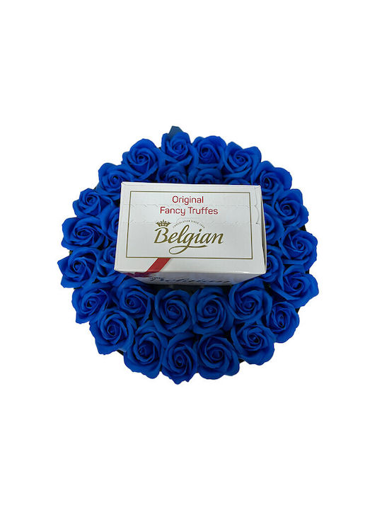 Floral Arrangement In A Round Box Soap Roses Belgian Truffles Scented Dried Flowers Blue