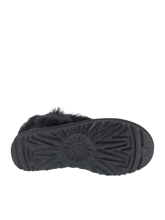 Classic Ultra Mini Women's Ankle Boots with Fur Black