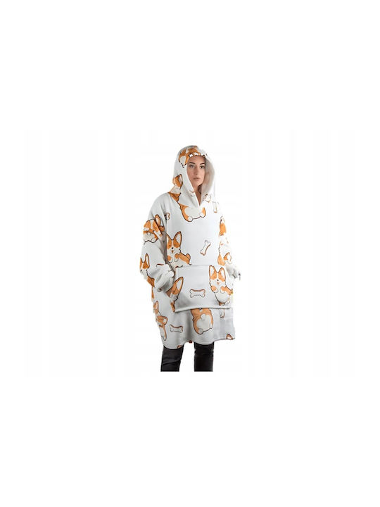 Κουβέρτα Fleece με Μανίκια 80x80εκ. Λευκή