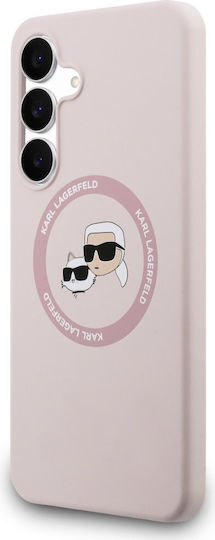 Karl Lagerfeld Mobile Phone Case Silicone Karl&choupette Heads Magsafe Samsung Galaxy S25 Fe Pink Klhms25feskchtcp