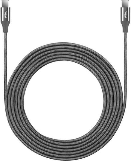 TTEC Braided USB 2.0 Cable USB-C Male - USB-C 65W PD Gray 3m