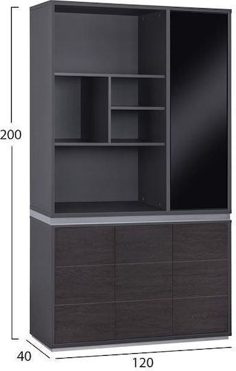 Ντουλάπα Γραφείου Rosewood Ξύλινη με Κλειδαριά Wenge 81.5x40x200cm