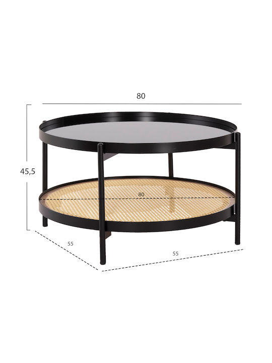 Round Side Table from Bamboo Black 2 Pieces M80xW80xH50cm