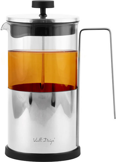 Vialli Design Diamante Silver French Press Tea Coffee 1 L