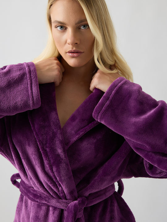 Minerva Χειμερινή Γυναικεία Ρόμπα Purple