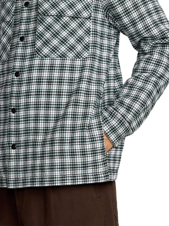 Fleece Μακρυμάνικo Πουκάμισο σε Κανονική Γραμμή Καρό Dirty White