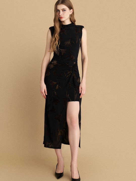 Midi Abendkleid Samt Black