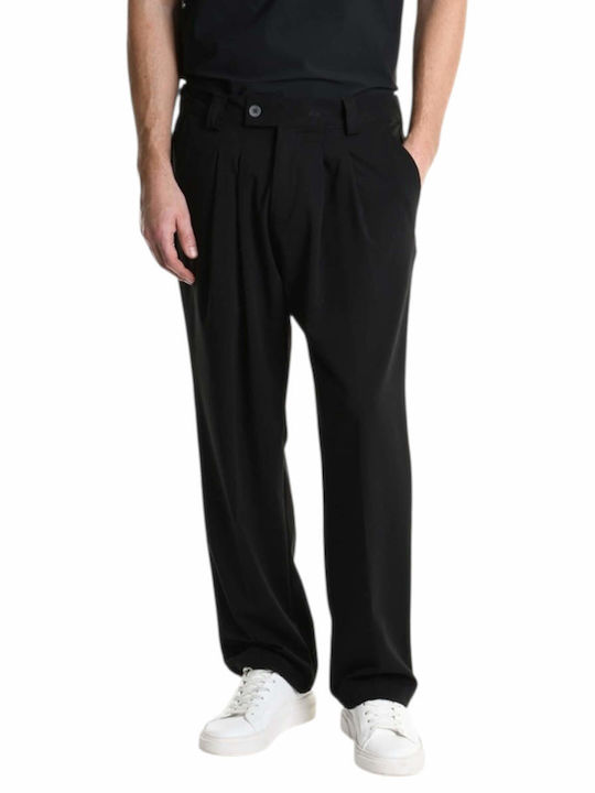 Pantaloni Chino Elastic cu Croială Normală Black