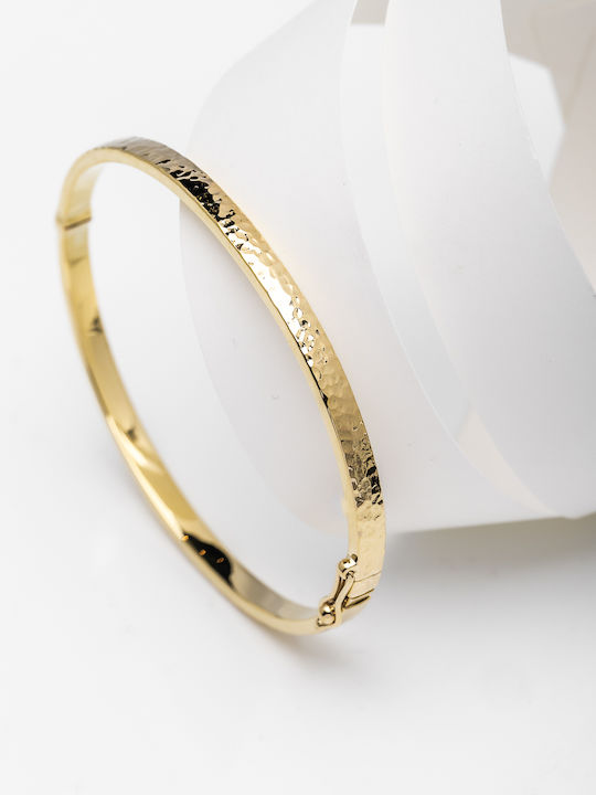 Lunaorocreations Women's Hammered Handcuff Bracelet Yellow Gold 14K Small