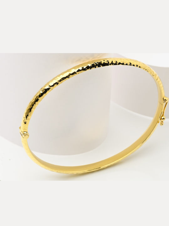 Lunaorocreations Women's Hammered Handcuff Bracelet Yellow Gold 14K Small