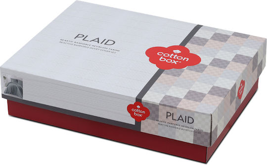 Cotton Box Duvet Cover Set Cotton Single with Pillowcase 160x220 Plaid Grey
