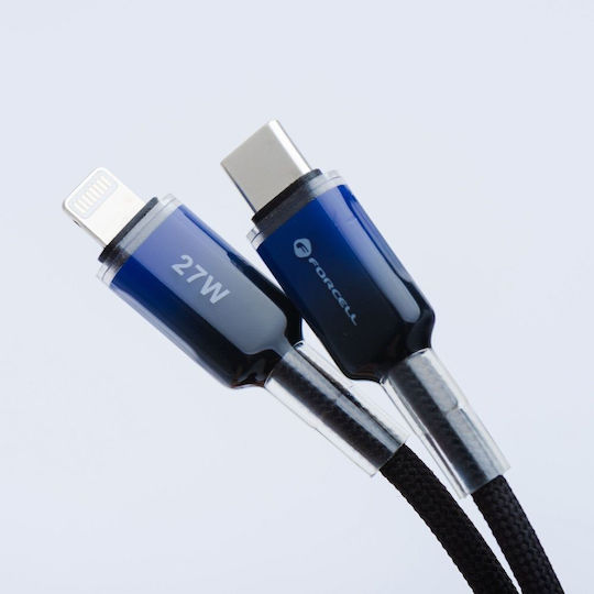 Forcell Редовна USB-C към Lightning кабел 27W Черен 1м