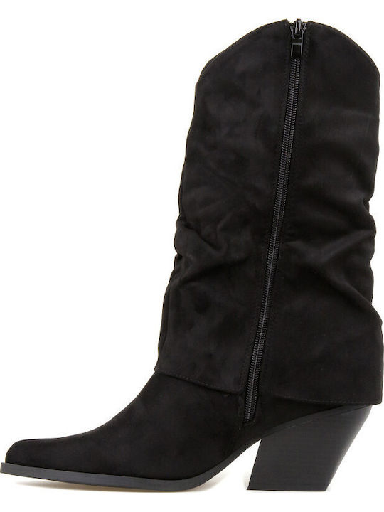 Suede Cowboy Boots Black