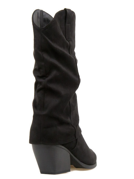 Suede Cowboy Boots Black