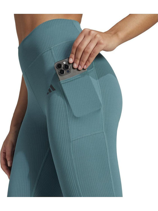 Optime Schulung Frauen Gekürzt Leggings Hochgeschnitten Türkis