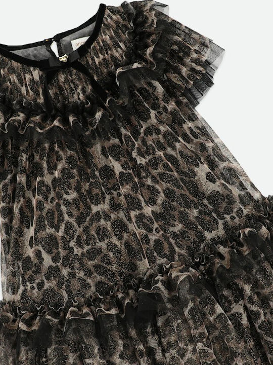 Παιδικό Φόρεμα Τούλινο Animal Print Black