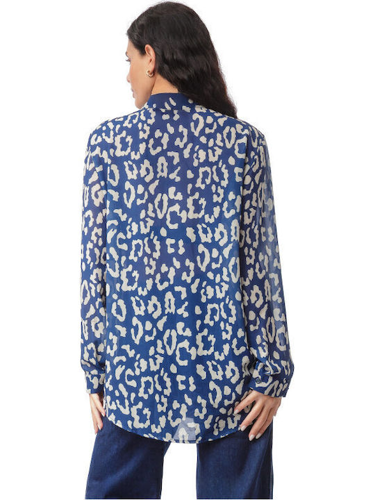 Langärmeliges Damenhemd Blau shi-25-2691-(blau)