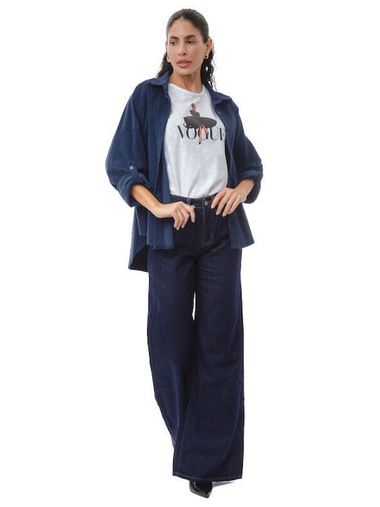 Langärmelig Damen Hemd Dark Blue