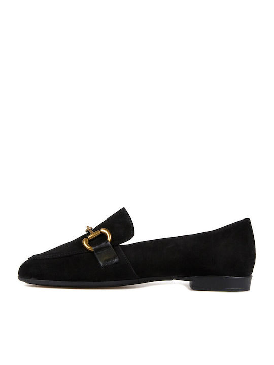 Leather Women's Loafers in Black Color